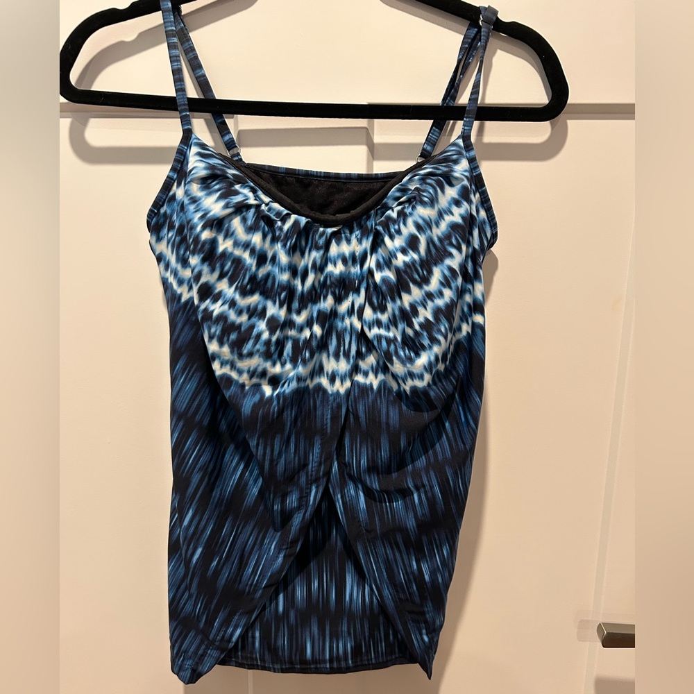 Miraclesuit size 10 Blue Ruched Camisole Swim Top